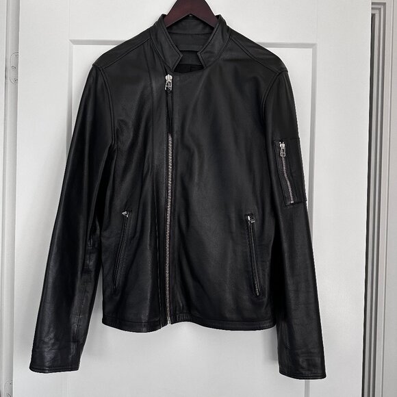 TIGER OF SWEDEN RIKKI LEATHER BIKER JACKET IN BLACK - Picture 1 of 7